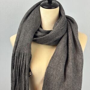NWT Lucky Brand Fringe Scarf Gray Cozy Staple Piece Layering Minimalist Preppy